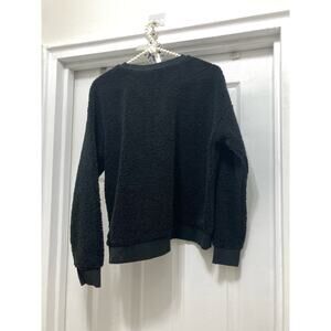 BANANA REPUBLIC SIZE SMALL BLACK SHERPA FLEECE PULLOVER COZY SWEATSHIRT